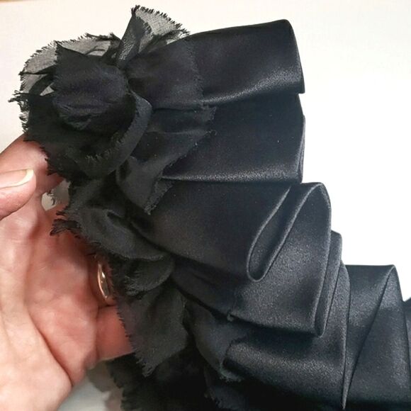 ABS Allen Schwartz Black Cocktail Party Dress Size 4 One Shoulder Ruffle Elegant - Picture 5 of 9